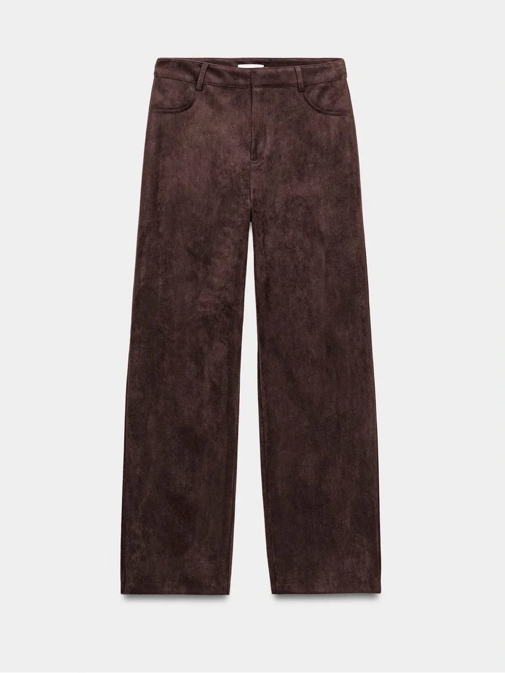 Zara NWT Wide-Leg faux suede Pants Dark Brown